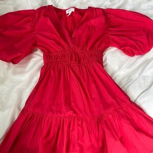 Hot pink puff sleeve mini dress size S